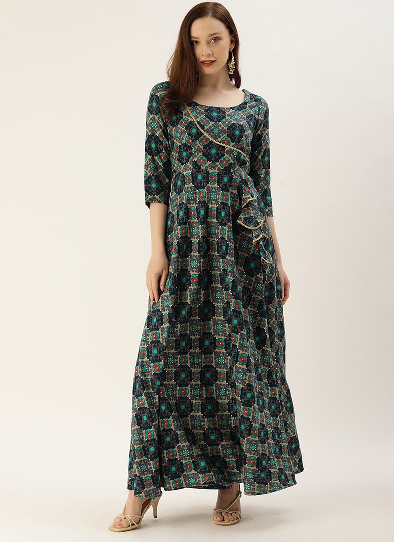 Multicolored Printed Viscose Kurti