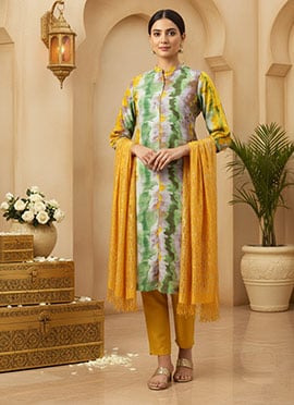 Teen Girls Multicolored Rayon Printed Straight Pant Suit