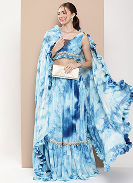 Multicolored Tie Dye Chinon Lehenga Set