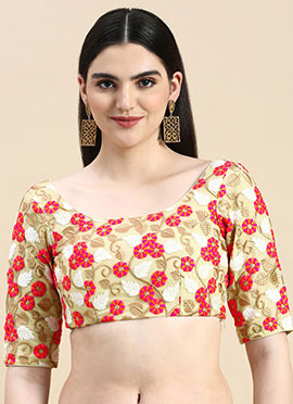 Multicoloured Net Embroidered Blouse