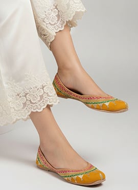 Mustard Zari Work Juti