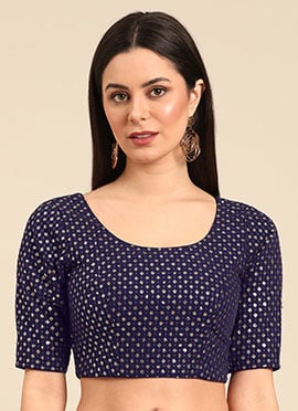 Navy Blue Embroidered Blouse