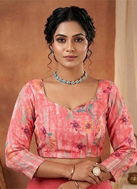 Navy Blue Floral Net Stretchable Blouse
