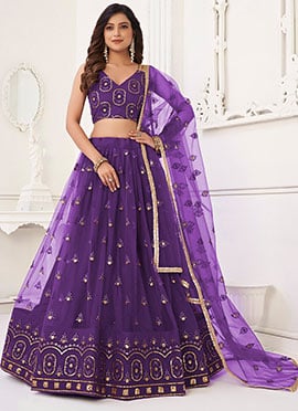 Net Sequins Umbrella Lehenga