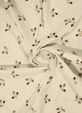Off White Embroidered Cotton Fabric