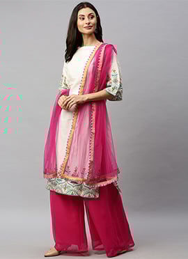 Off White Gota Patti Cotton Palazzo suit