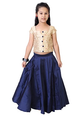 Off White Jacquard Art Silk Skirt Set