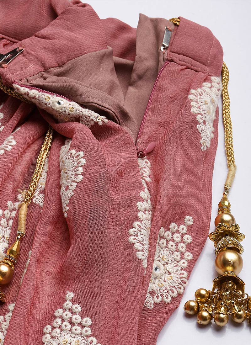 Brown Embroided Lehenga Set