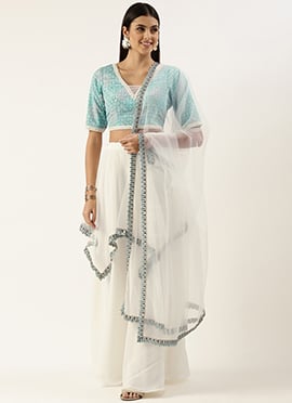 Off White N Multicoloured Lehenga Set
