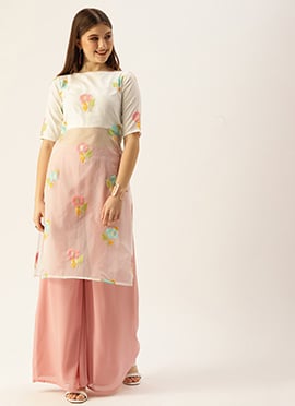 Off White Organza Jacquard Top