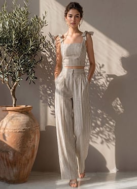 Off White Printed Cotton Co Ord Set