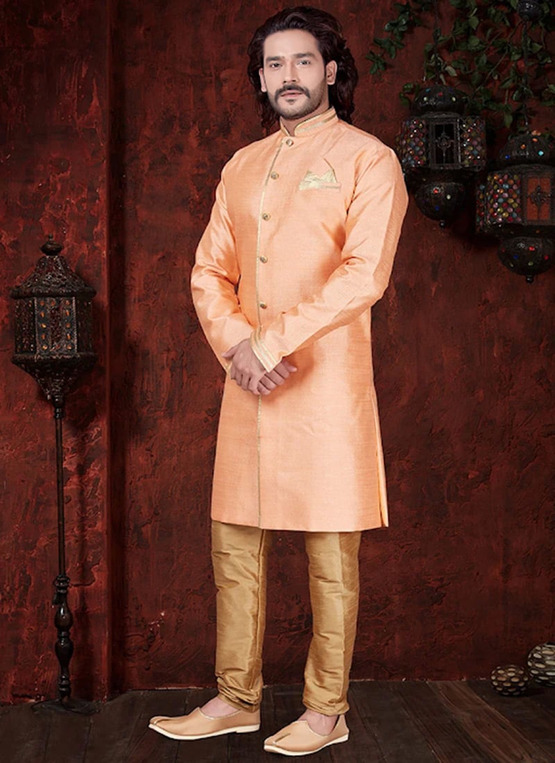 Orange Breeches Style Indowestern Sherwani