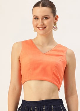 Orange Muslin Sleeveless Blouse
