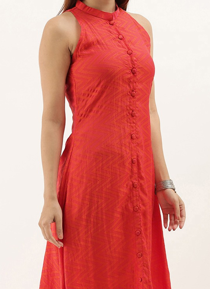 Shop Ethnovog Orange N Pink Art Silk Narrow Straight Pant Festive Wear