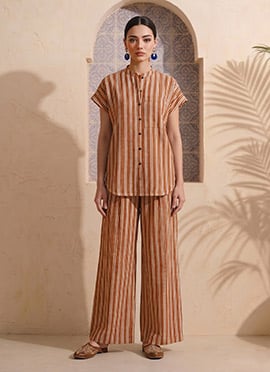 Orange Printed Cotton Co Ord Set