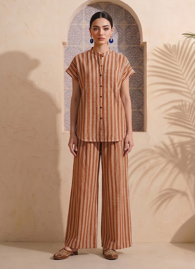 Orange Printed Cotton Co Ord Set After Six Wear