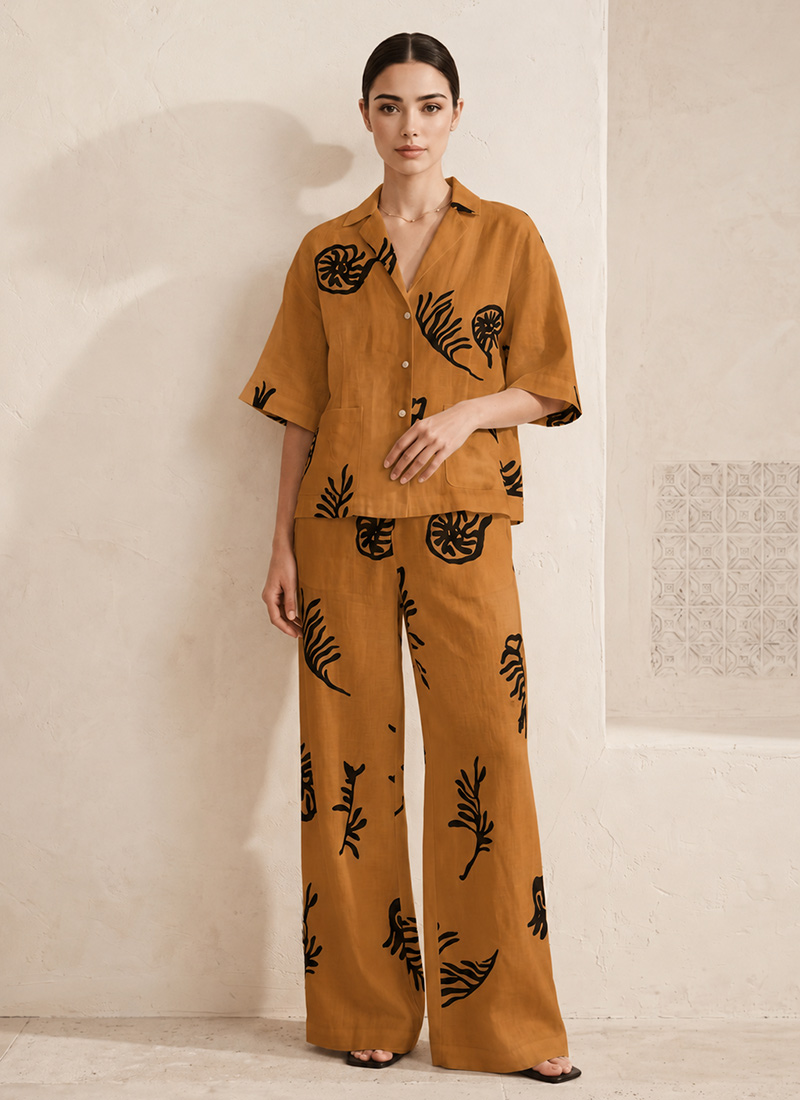 Orange Printed Cotton Co Ord Set After Six Wear