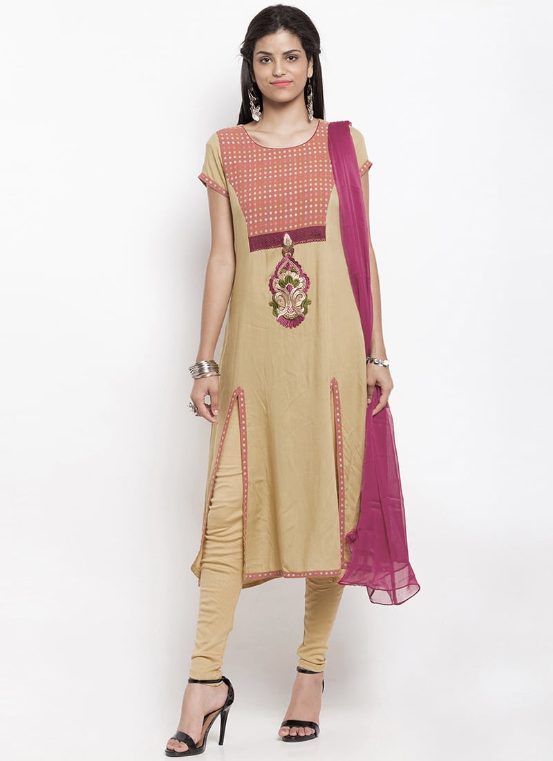 Pale Yellow Cotton Churidar Suit