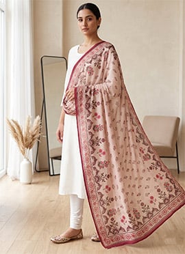 Peach Chiffon Digital Print Dupatta