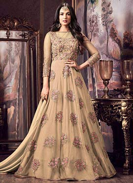 Sonal Chauhan Beige Abaya Style Anarkali Suit