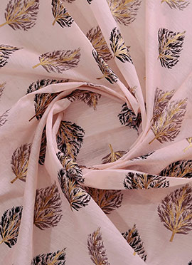 Baby Pink Foil Printed Cotton Fabric