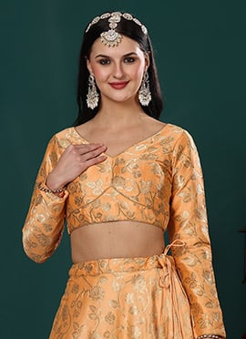 Peach Jacquard Taffeta Blouse