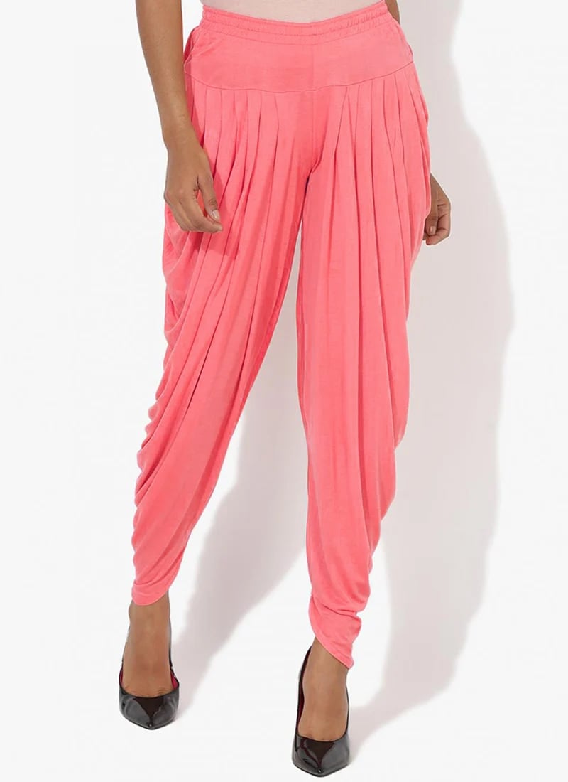 Peach Rayon Dhoti Pant