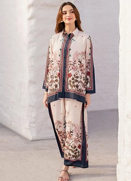 Peach Rayon Digital Print Co ord sets