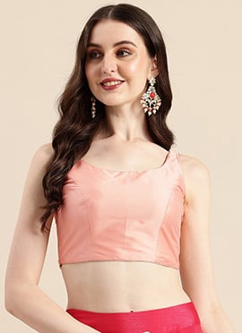 Peach Taffeta Sleeveless Blouse