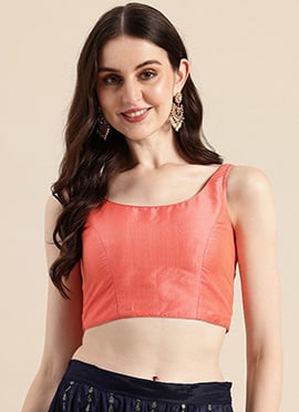 Peach Taffeta Sleeveless Blouse