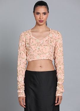 Peach Viscous Embroidered Blouse