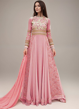 peach and gold indian dress