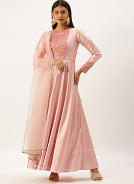 Pink Ankle Length Anarkali Suit