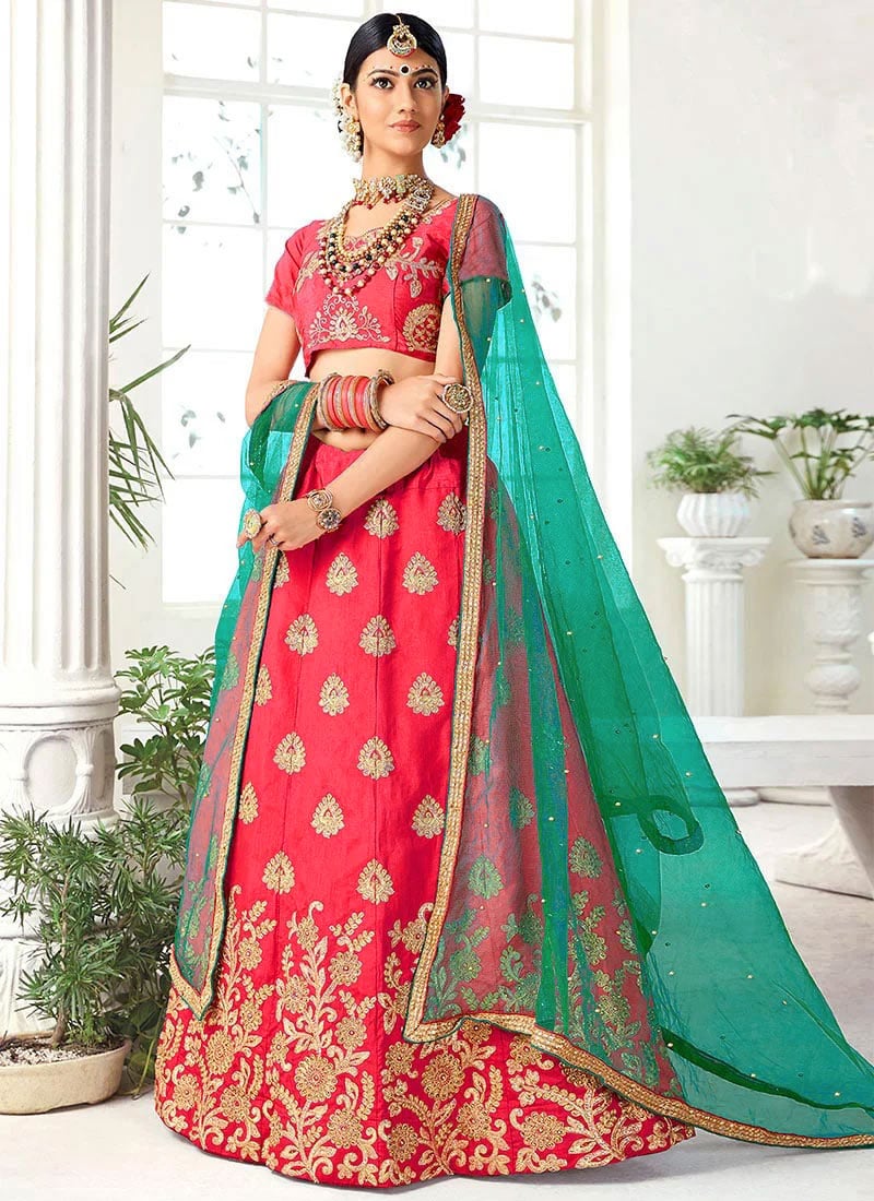 Pink Art Silk A Line Lehenga Party Wear