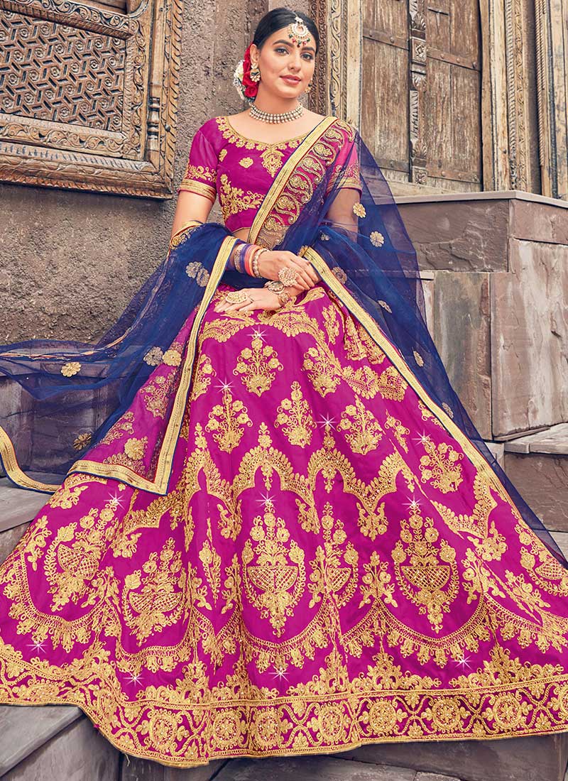 Magenta Art Silk A Line Lehenga Party Wear