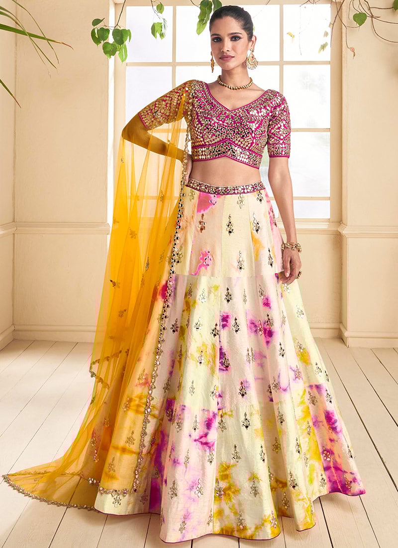Pink Art Silk Embroidered Umbrella Lehenga Party Wear