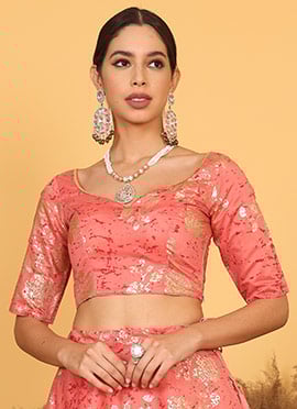 Pink Art Silk Foli Printed Blouse