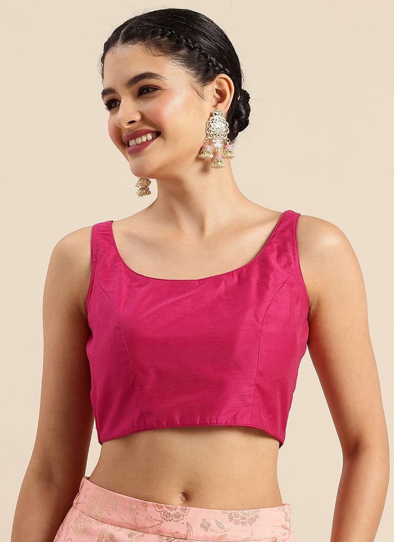 Pink Art Silk Sleeveless Blouse Festive Wear