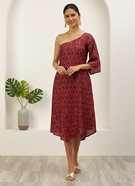 Teen Girls Pink Chanderi Art Silk Dress