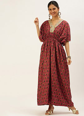 Pink Chanderi Art Silk Kaftan Gown