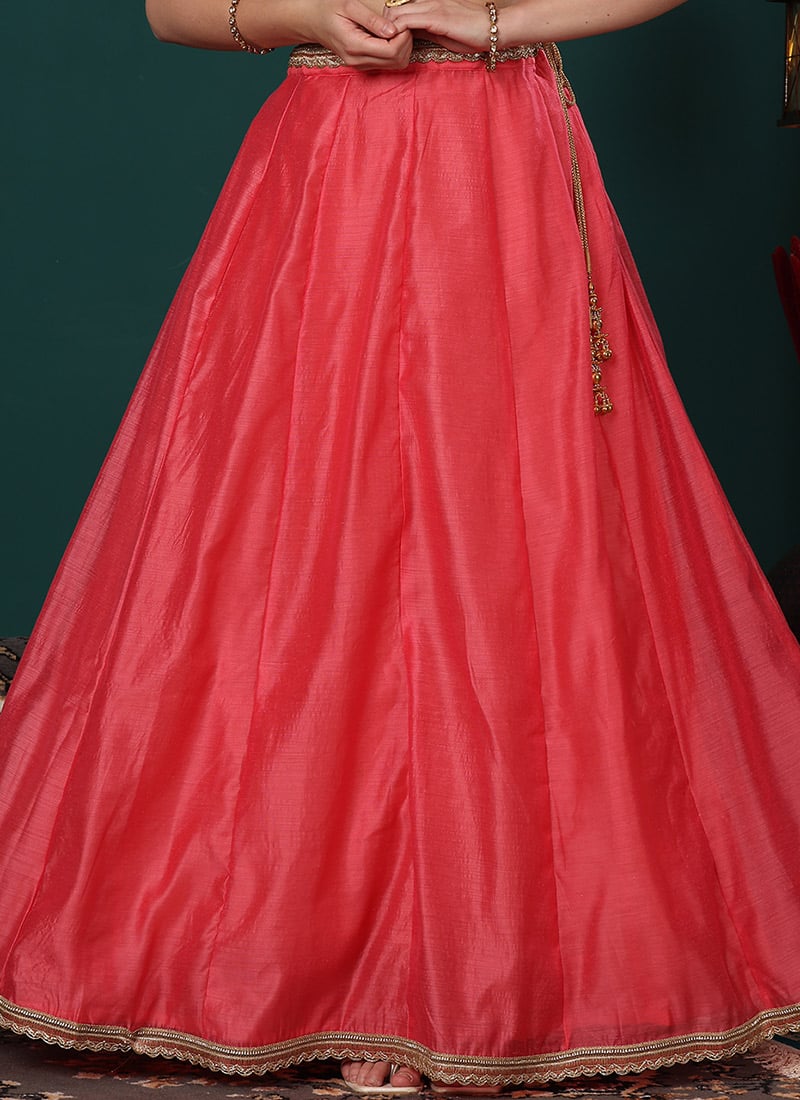 Pink Chanderi Skirt