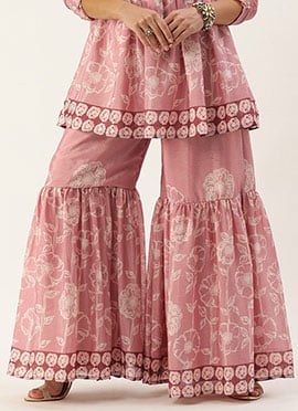 Pink Chinon Gharara Pant