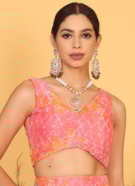 Pink Digital Printed Chinon Blouse