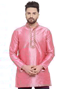 Pink Dupion Silk Kurta