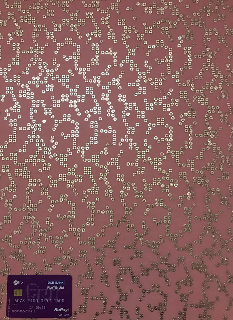 Pink Embroidered Georgette Fabric