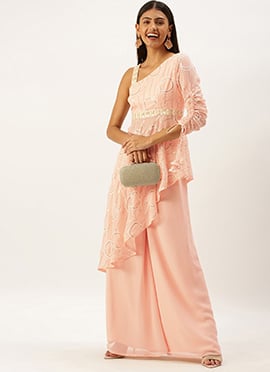Pink Embroidered Georgette Kurti