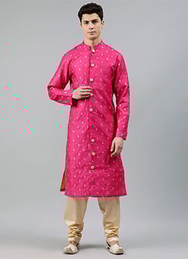 Pink Embroidered Indowestern Sherwani