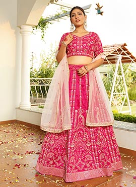 Pink Faux Georgette Embroidered Sequins Gorgeous Lehenga