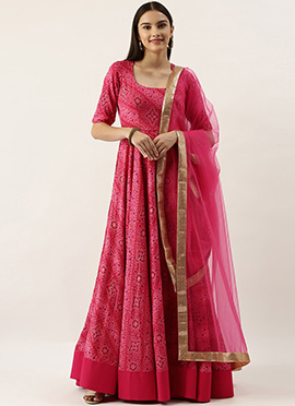 Pink Floor Length Anarkali Suit
