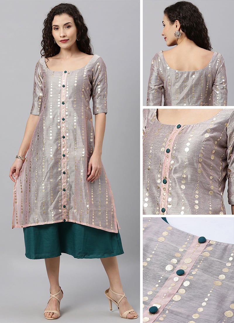 Pink Foil Printed Cotton Double Layered Dress After Six Wear